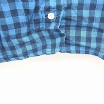 VENT COUVERT シャツ ブラウス チェック 英字 刺繍 綿 コットン 長袖 M 青 紺 ブルー ネイビー /TT11 レディース_画像5