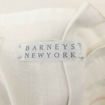 バーニーズニューヨーク BARNEYS NEW YORK スカート フレア ひざ丈 総柄 刺繍 薄手 麻 リネン 40 ライトベージュ 薄茶 /TT34_画像3