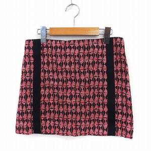 ma-juMaje skirt Mini tight total pattern back Zip 36 pink black /ST16 lady's 