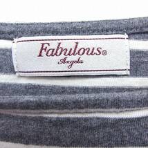 ファビュラス アンジェラ FABULOUS ANGELA Tシャツ カットソー ボーダー スクエアネック 半袖 綿 M グレー 灰 /FT13 レディース_画像3