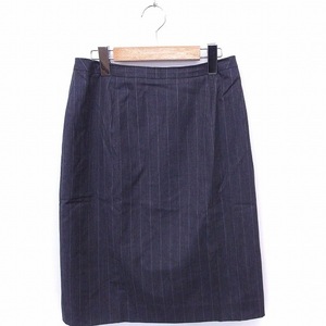  Junko Shimada JUNKO SHIMADA AWAW skirt stripe tight knee height wool 67-93 gray ash /FT48 lady's 