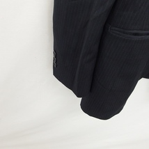 ノーブランド ジャケット アウター テーラード ストライプ 背抜き ウール混 長袖 98AB6 黒 白 ブラック ホワイト /TT2 メンズ_画像6