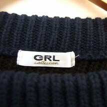 グレイル GRL ニット セーター ロングスリーブ 配色 シンプル ケーブルニット L ブラック ネイビー /ST52 レディース_画像3