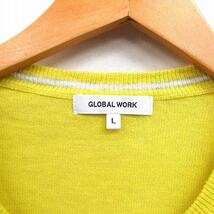 グローバルワーク GLOBAL WORK カーディガン ニット 丸首 長袖 シンプル L イエロー /ST17 レディース_画像3