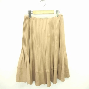  Ships SHIPS skirt pleat mi leak height long side Zip plain simple M light brown beige /TT13 lady's 