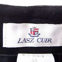 LASZ CUIR スカート 台形 ひざ丈 無地 シンプル ウール 63 ブラック 黒 /FT6 レディース_画像3