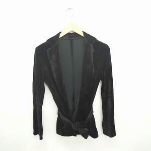  Ricci rich jacket outer tailored velour waist ribbon long sleeve black black /TT36 lady's 