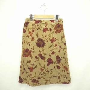  Scapa SCAPA skirt pcs shape mi leak height long corduroy floral print cotton cotton 38 beige red light brown red /TT18 lady's 