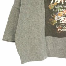 ステューシー STUSSY カットソー プルオーバー 七分袖 プリント M グレー /DF レディース_画像3