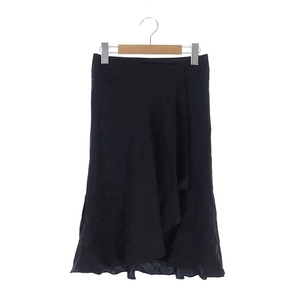  Burberry BURBERRY LAP skirt knee height check silk 36 black black /DF lady's 