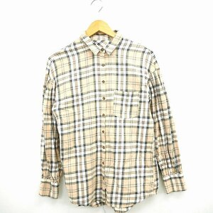  one after hole The - Nice Claup one after another NICE CLAUP shirt blouse check long sleeve cotton cotton beige Brown 