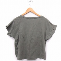 アーバンリサーチ URBAN RESEARCH Tシャツ カットソー フリル 丸首 半袖 コットン 綿 F カーキ /FT32 レディース_画像2