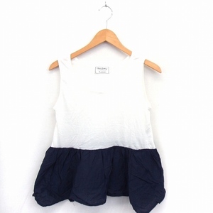 basic clothing By saburoku tank top switch flair boat neck no sleeve M white navy navy blue /FT39 lady's 