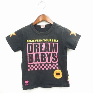 ドリームベイビー DREAM BABY Tシャツ カットソー 文字 ロゴプリント 丸首 半袖 コットン 綿 110 ブラック ピンク 黒 /MT31 キッズ