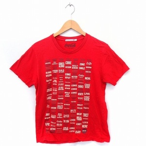 ユニクロ UNIQLO UT Tシャツ カットソー コカ・コーラ プリント 丸首 半袖 コットン 綿 M レッド 赤 /FT39 メンズ