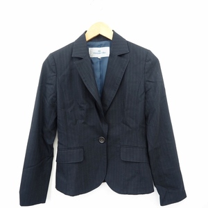 ビアッジョブルー Viaggio Blu ジャケット アウター テーラード ストライプ ノッチドラペル 長袖 ウール混 シルク混 1 ネイビー 紺