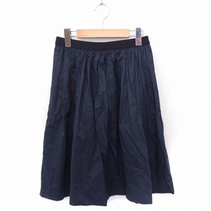  Ships SHIPS skirt reversible chu-ru plain gya The - knee height cotton navy navy blue black black /FT3 lady's 