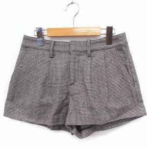 ナイン NINE パンツ ショート 千鳥柄 カシミヤ混 ウール 1 ブラウン 茶 /FT34 レディース