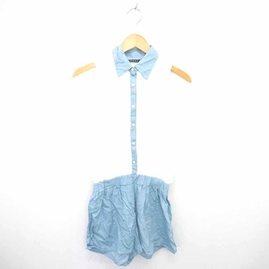  wing INGNI all-in-one pants knee height switch turn-down collar .. feeling half button no sleeve M ivory blue blue /TT18