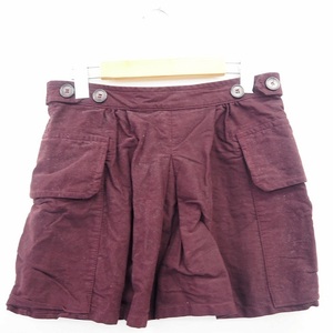 a-ruene-enRNA-N skirt bottoms flair plain simple Mini Short cotton cotton M wine red red purple /MT lady's 