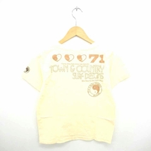 T&C SURF DESIGNS Tシャツ カットソー 丸首 英字 プリント ラメ 綿 コットン 半袖 L 黄 イエロー /TT41 レディース_画像2