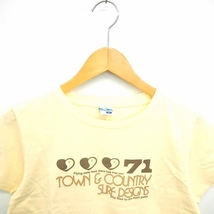 T&C SURF DESIGNS Tシャツ カットソー 丸首 英字 プリント ラメ 綿 コットン 半袖 L 黄 イエロー /TT41 レディース_画像4