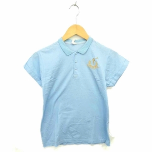 ニトカ nitca シャツ ポロシャツ 刺繍 ワンポイント 薄手 半袖 F 青 金 ライトブルー ゴールド /TT41 レディース