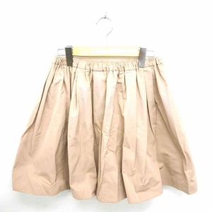  Anatelier ANATELIER skirt gya The - flair Mini waist rubber thin plain simple 36 beige light brown /TT12 lady's 