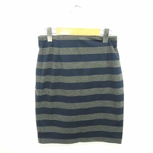  Natural Beauty Basic NATURAL BEAUTY BASIC skirt tight knee height border thin M navy gray navy blue ash /TT20