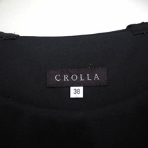 クローラ crolla ワンピース 無地 シンプル フリル 丸首 ひざ丈 半袖 38 ブラック 黒 /MT25 レディース_画像3
