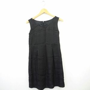  Untitled UNTITLED One-piece check ound-necked knee height sleeveless no sleeve 1 black black /MT30 lady's 