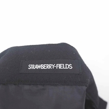 ストロベリーフィールズ STRAWBERRY-FIELDS スカート タイト ひざ丈 リボン サイドジップ 厚手 ウール 2 黒 ブラック /TT31_画像3