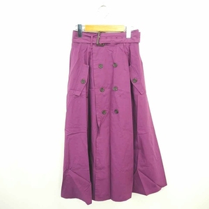イェッカヴェッカ YECCA VECCA スカート ギャザー フレア ロング ベルト 飾りボタン 薄手 F 紫 パープル /TT3 レディース