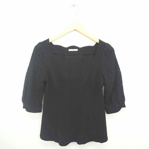  Will selection WILLSELECTION cut and sewn T-shirt square neck .. race 7 minute sleeve 1 black black /TT27 lady's 