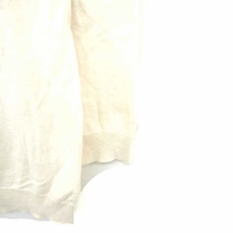 グローブ grove カーディガン ニット 丸首 ビーズ装飾 綿 コットン 薄手 七分袖 M ベージュ 薄茶 /TT19 レディース_画像6