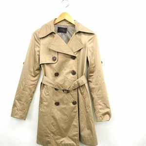  clear clear trench coat plain belt simple knee height long sleeve 36 beige light brown /MT6 lady's 
