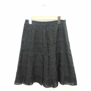  Comme Ca Du Mode COMME CA DU MODE skirt flair knee height check side Zip thin 5 khaki navy navy blue /TT11 lady's 