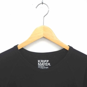 クリフメイヤー KRIFF MAYER K.MAYER Tシャツ カットソー 丸首 ロゴ刺繍 ラグランスリーブ 七分袖 M 黒 ブラック /TT41 メンズの画像4