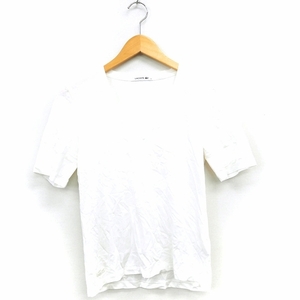 ラコステ LACOSTE 国内正規品 Tシャツ カットソー 無地 ロゴ刺繍 Vネック 半袖 コットン 綿 シンプル 34 ホワイト 白 /MT レディース