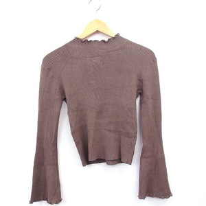  Jill bai Jill Stuart JILL by JILLSTUART knitted sweater rib frill mok neck long sleeve F dark brown scorching tea /MT40