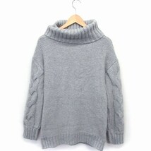 マジェスティックレゴン MAJESTIC LEGON オフタートルネック ニット セーター ケーブル編み 長袖 厚手 M グレー 灰 /FT30 レディース_画像2