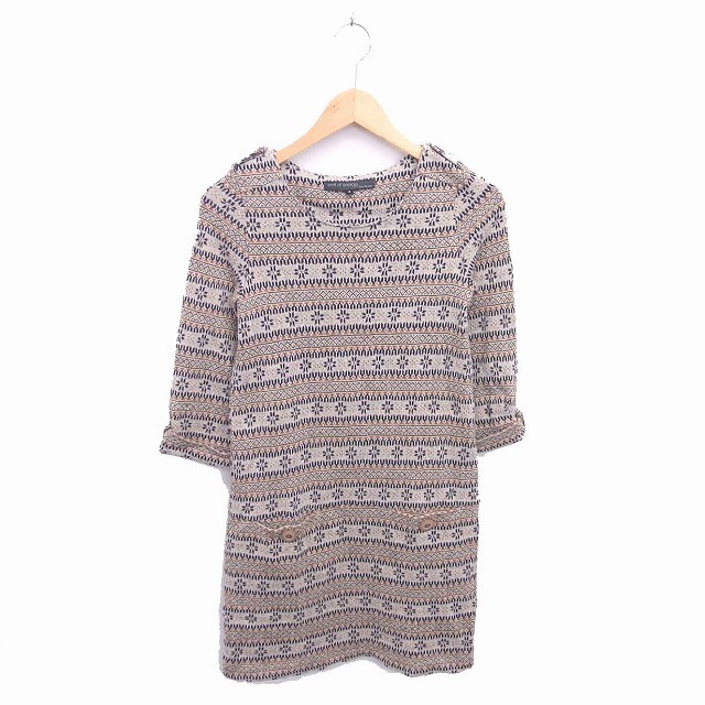 イミット オブ エナジー レイビームス ワンピース ニット ひざ丈 総柄 プルオ