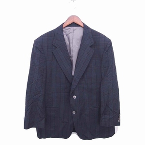  Burberry z domestic regular goods tailored jacket outer check shoulder pad wool 100-94-170 navy black navy blue black /TT3