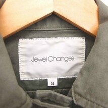 ジュエルチェンジズ Jewel Changes アローズ ジャケット アウター ステンカラー ミリタリー 比翼仕立て 七分袖 36 カーキ /TT4_画像3