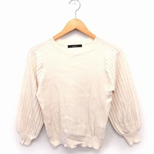  Rouge Phonce Rouge Fonce knitted sweater ba Rune sleeve ound-necked 7 minute sleeve ivory white /FT22 lady's 