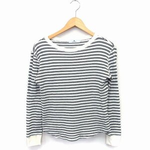 アーバンリサーチ サニーレーベル Sonny Label ボーダー カットソー Tシャツ ワッフル 丸首 長袖 綿 F ホワイト 白 /FT21 レディース