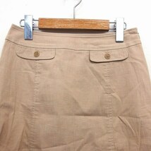 ノーリーズ Nolley's 台形 スカート 膝下 コットン 綿 ステッチ デザインポケット 38 ベージュ /HT8 レディース_画像4