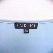 インディヴィ INDIVI カットソー Tシャツ 丸首 袖スリット 五分袖 38 青 ライトブルー /TT20 レディース_画像3