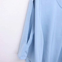 インディヴィ INDIVI カットソー Tシャツ 丸首 袖スリット 五分袖 38 青 ライトブルー /TT20 レディース_画像6