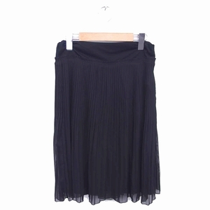  Comme Ca Ism COMME CA ISM pleated skirt knee height thin plain simple L black black /TT14 lady's 